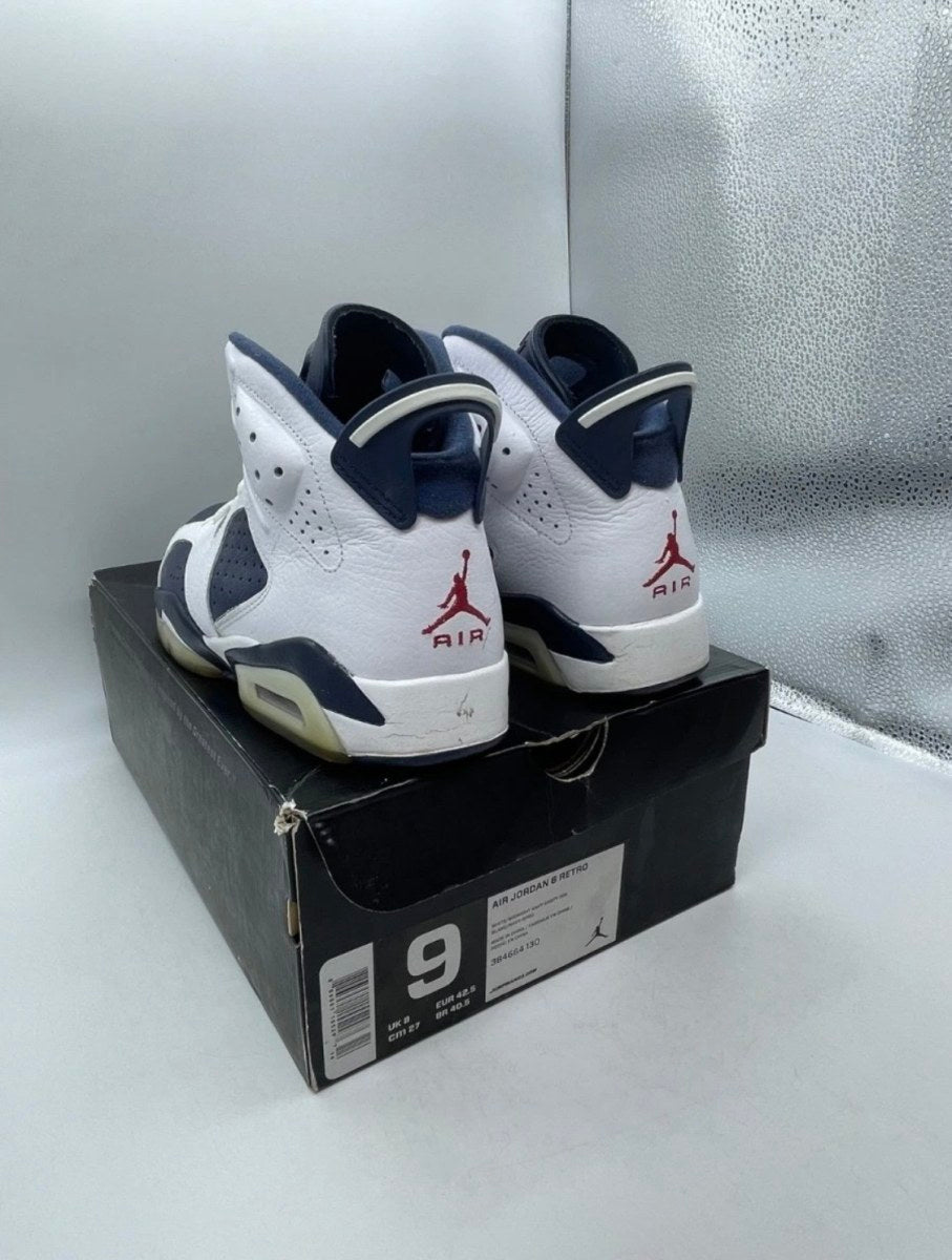 Jordan 6 Retro Olympic London (2012) 9 (Lightly Worn Pre-Owned)JordanWhite/Midnight Navy-Varsity Red - Image 6