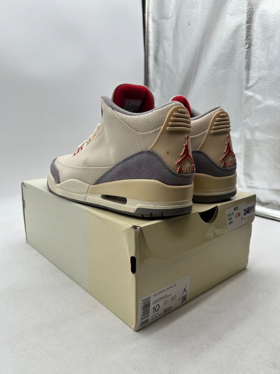 Jordan 3 Retro Muslin 10 (Lightly Worn Pre-Owned)JordanMuslin/University Red-Cement Grey-Sail - Image 4