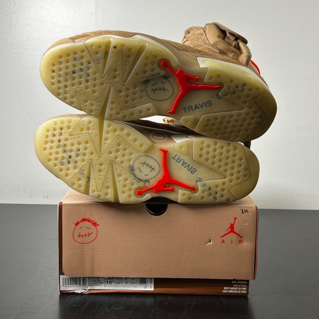 Jordan 6 Retro Travis Scott British Khaki 10.5 (Lightly Worn Pre-Owned)JordanBritish Khaki/Sail-Bright Crimson - Image 6