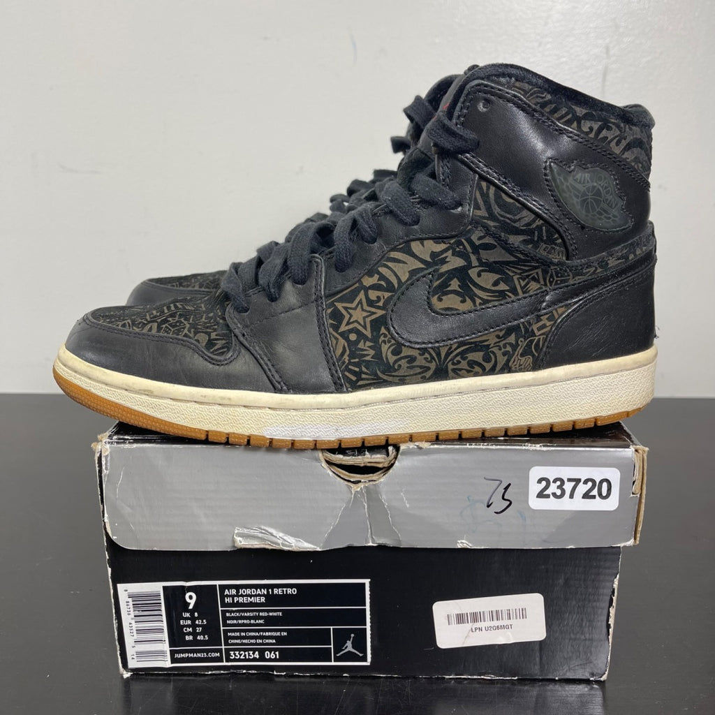 Jordan 1 Retro Premier Laser 9 (Moderately Worn Pre-Owned)JordanBlack/Varsity Red-White - Image 3