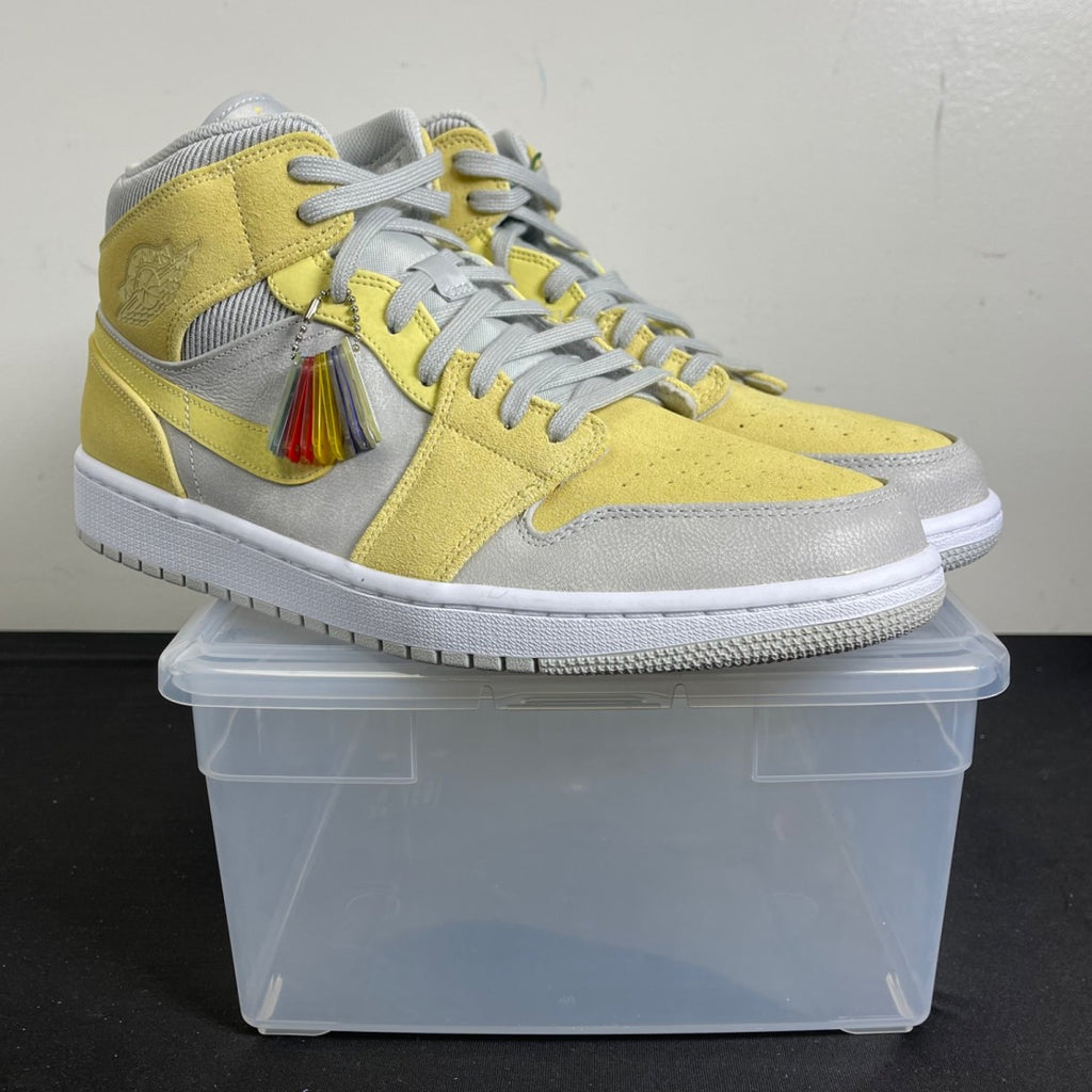 Jordan 1 Mid Mixed Textures Yellow 12.5 (New Pre-Owned)JordanGrey/Yellow - Image 1