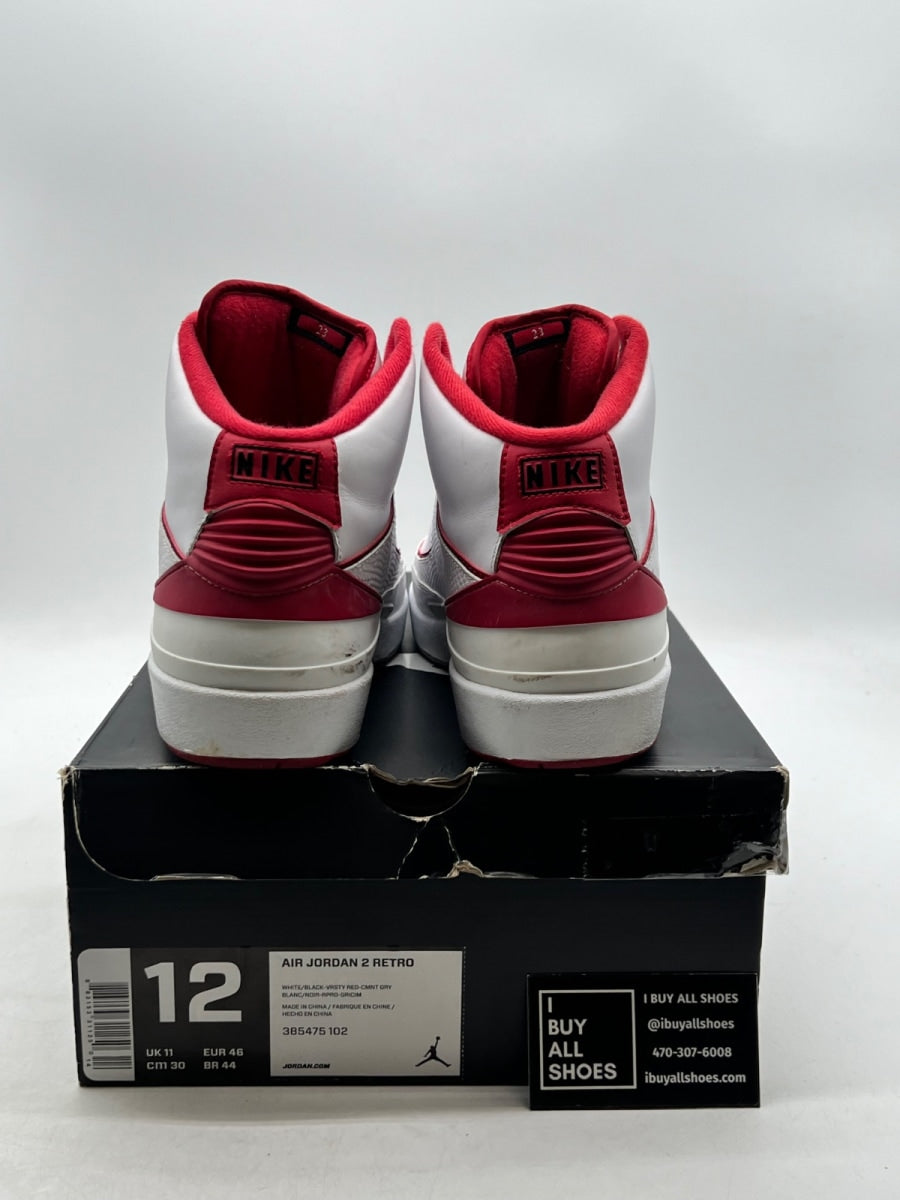 Jordan 2 Retro White Red (2014) 12 (Moderately Worn Pre-Owned) - Image 3