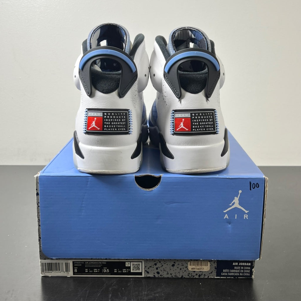 Jordan 6 Retro UNC White 8 (Lightly Worn Pre-Owned)JordanUniversity Blue/White/College Navy/Black - Image 4