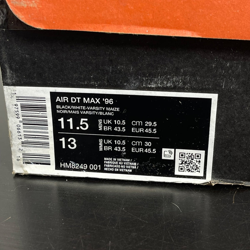 Nike Air DT Max '96 Black White (2024) 11.5 (Moderately Worn Pre-Owned)NikeBlack/White/Varsity Maize - Image 7