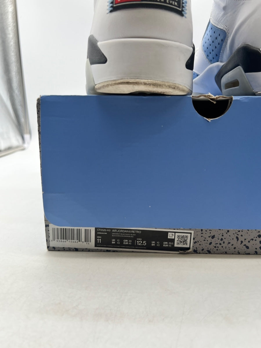 Jordan 6 Retro UNC White 11 (Heavily Worn Pre-Owned)JordanUniversity Blue/White/College Navy/Black - Image 4