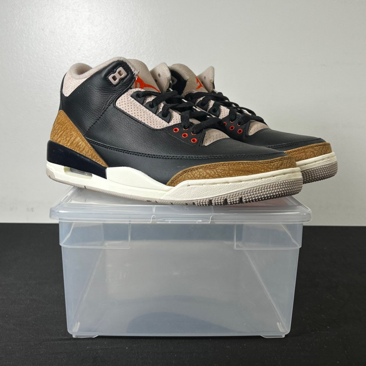 Jordan 3 Retro Desert Elephant 11 (New Pre-Owned)JordanBlack/Rush Orange/Fossil Stone/Sail - Image 1
