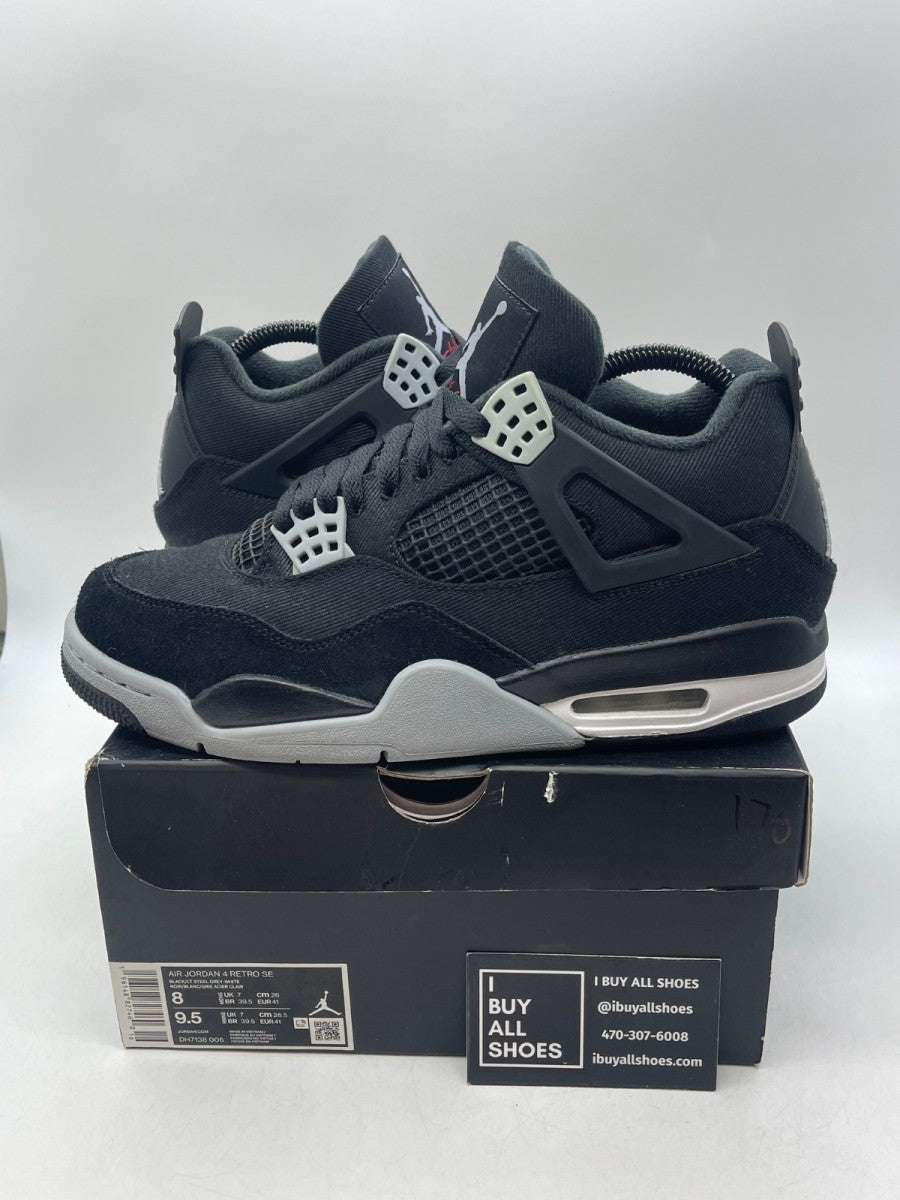 Jordan 4 Retro SE Black Canvas 8 (Moderately Worn Pre-Owned) - Image 1