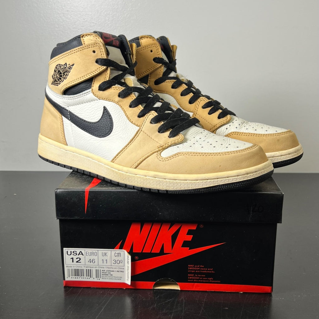 Jordan 1 Retro High Rookie of the Year 12 (Heavily Worn Pre-Owned)JordanGolden Harvest/Black-Sail - Image 1