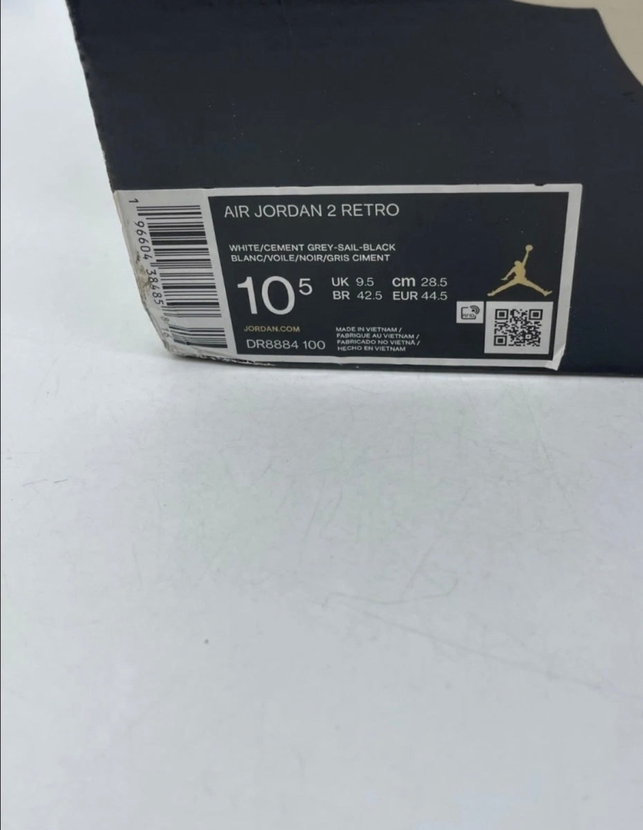 Jordan 2 Retro Cement Grey 10.5 (Moderately Worn Pre-Owned)JordanWhite/Cement Grey/Sail/Black - Image 9