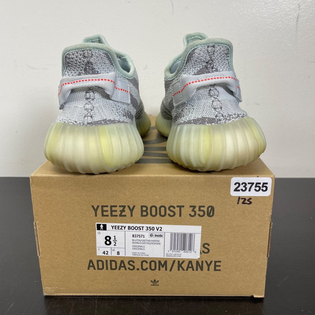 adidas Yeezy Boost 350 V2 Blue Tint 8.5 (Moderately Worn Pre-Owned)adidasBlue Tint/Grey Three/High Risk Red - Image 4