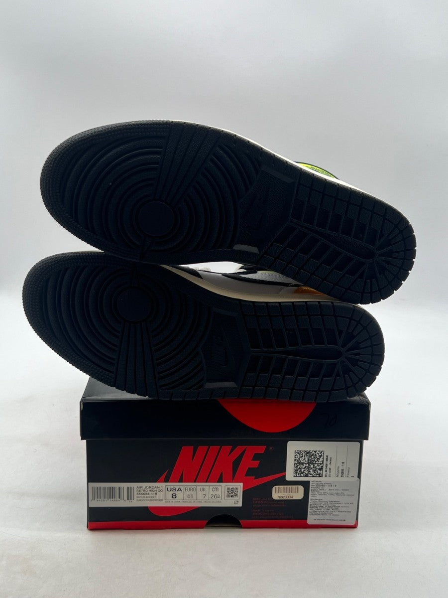 Jordan 1 Retro High White Black Volt University Gold 8 (Lightly Worn Pre-Owned) - Image 8