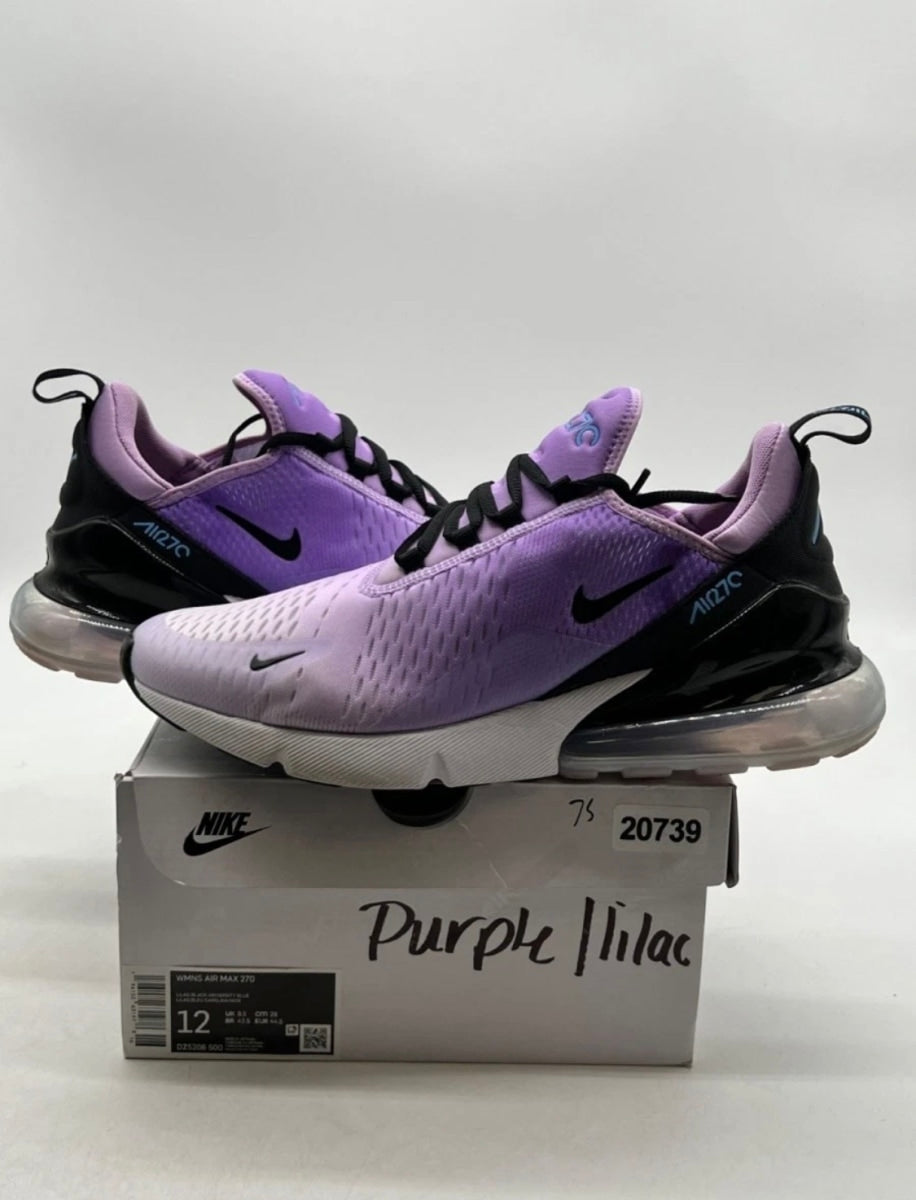 Nike Air Max 270 Lilac (Women's) 12W (Lightly Worn Pre-Owned)NikeLilac/University Blue/Barely Grape/Black - Image 1