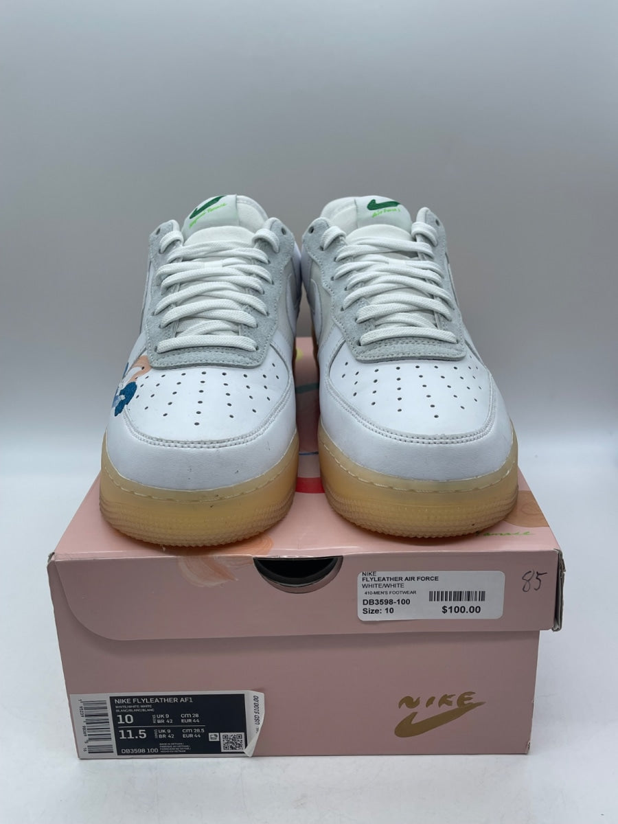 Nike Air Force 1 Flyleather Mayumi Yamase White 10 (Moderately Worn Pre-Owned)NikeWhite/White-White - Image 2