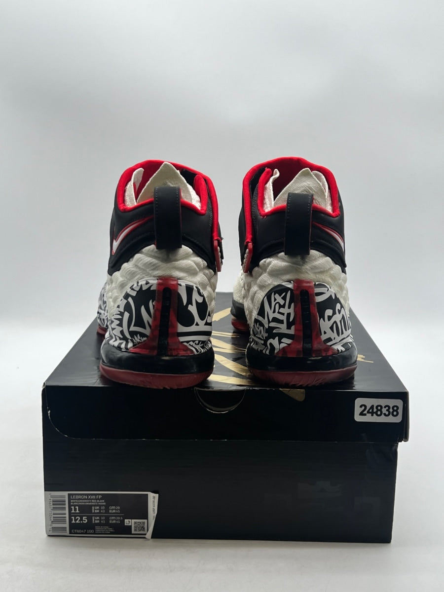 Nike LeBron 17 Graffiti 11 (Lightly Worn Pre-Owned)NikeWhite/University Red-Black - Image 3