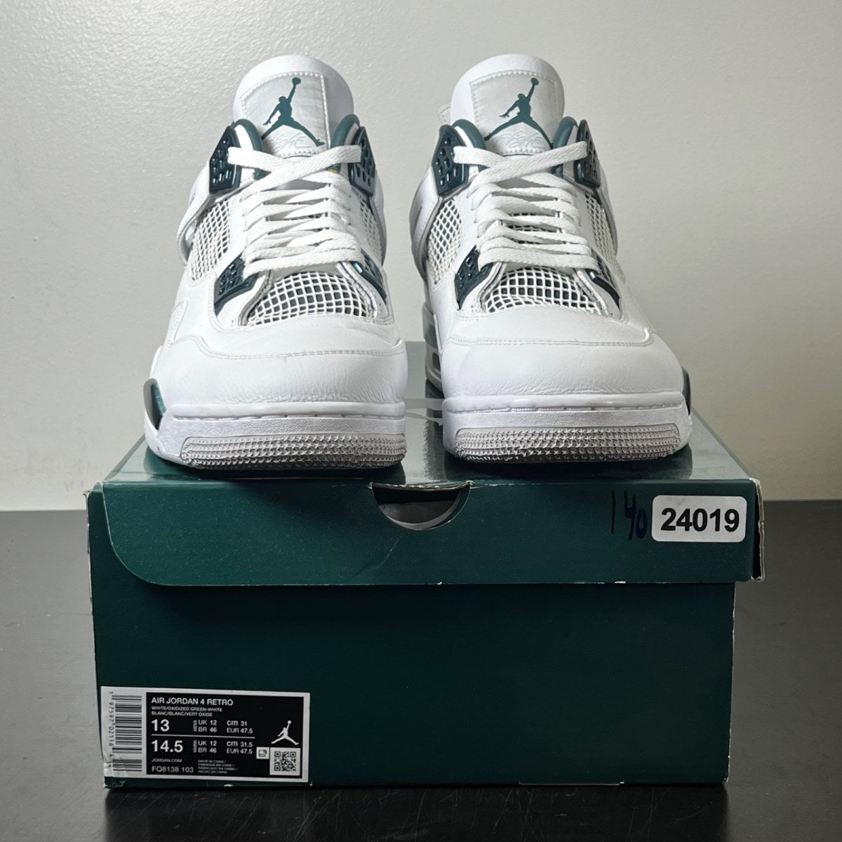 Jordan 4 Retro Oxidized Green 13 (Moderately Worn Pre-Owned)JordanWhite/Oxidized Green/White/Neutral Grey - Image 2
