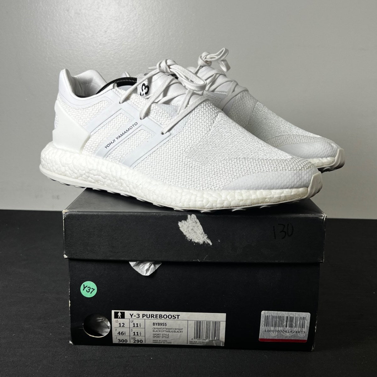 adidas Y-3 Pureboost Triple White (Size 12) - Image 1