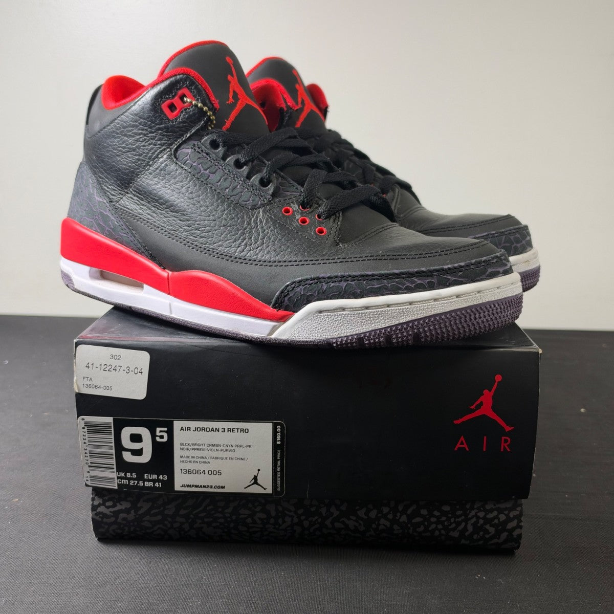 Jordan 3 Retro Crimson (Size 9.5) - Image 1
