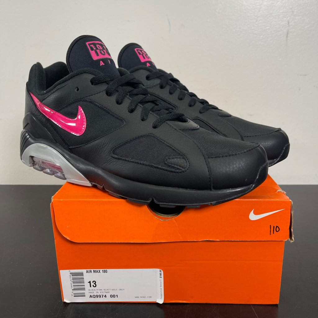 Nike Air Max 180 Black Pink Blast 13 (Moderately Worn Pre-Owned)NikeBlack/Pink Blast-Wolf Grey - Image 1