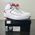Jordan 2 Retro White Red (2014) 9.5 (Lightly Worn Pre-Owned)JordanWhite/Black-Varsity Red-Cement Grey - Image 1