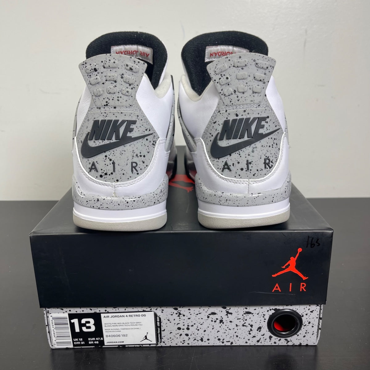 Jordan 4 Retro White Cement (2016) 13 (Moderately Worn Pre-Owned)JordanWhite/Fire Red-Black-Tech Grey - Image 4