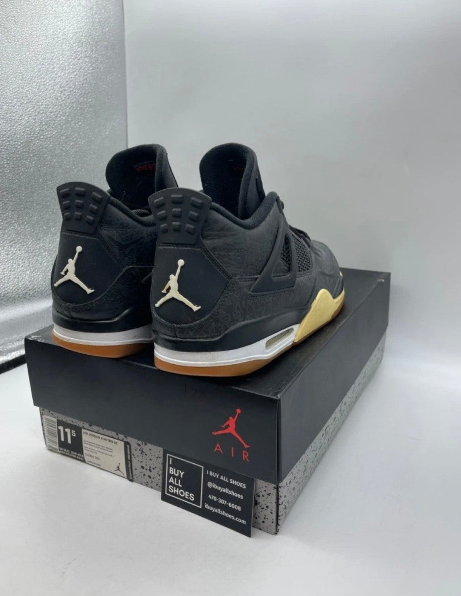 Jordan 4 Retro Laser Black Gum 11.5 (Heavily Worn Pre-Owned)JordanBlack/White-Gum Light Brown-University Red - Image 5