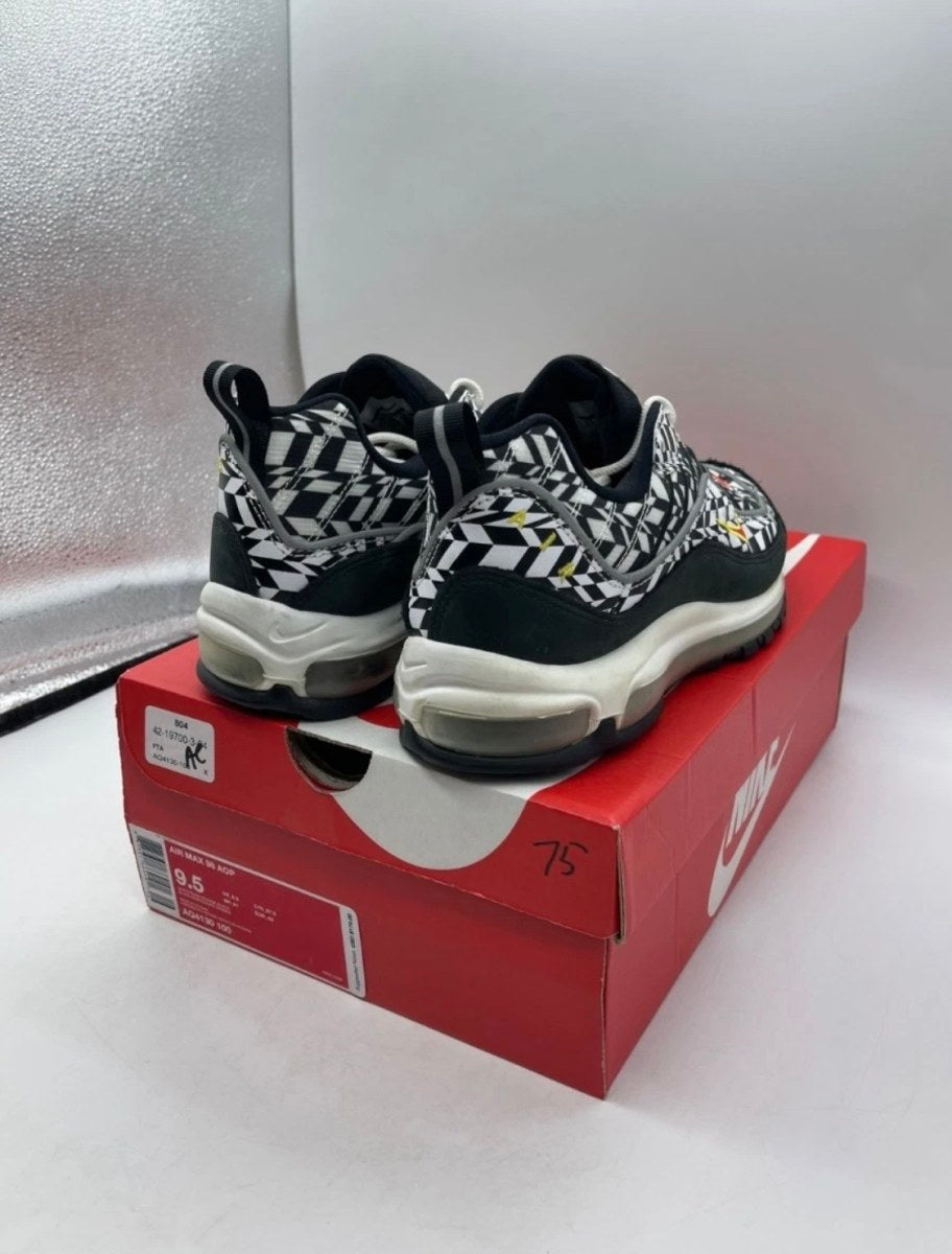 Nike Air Max 98 AOP Black 9.5 (Lightly Worn Pre-Owned)NikeWhite/Team Orange-Black - Image 5