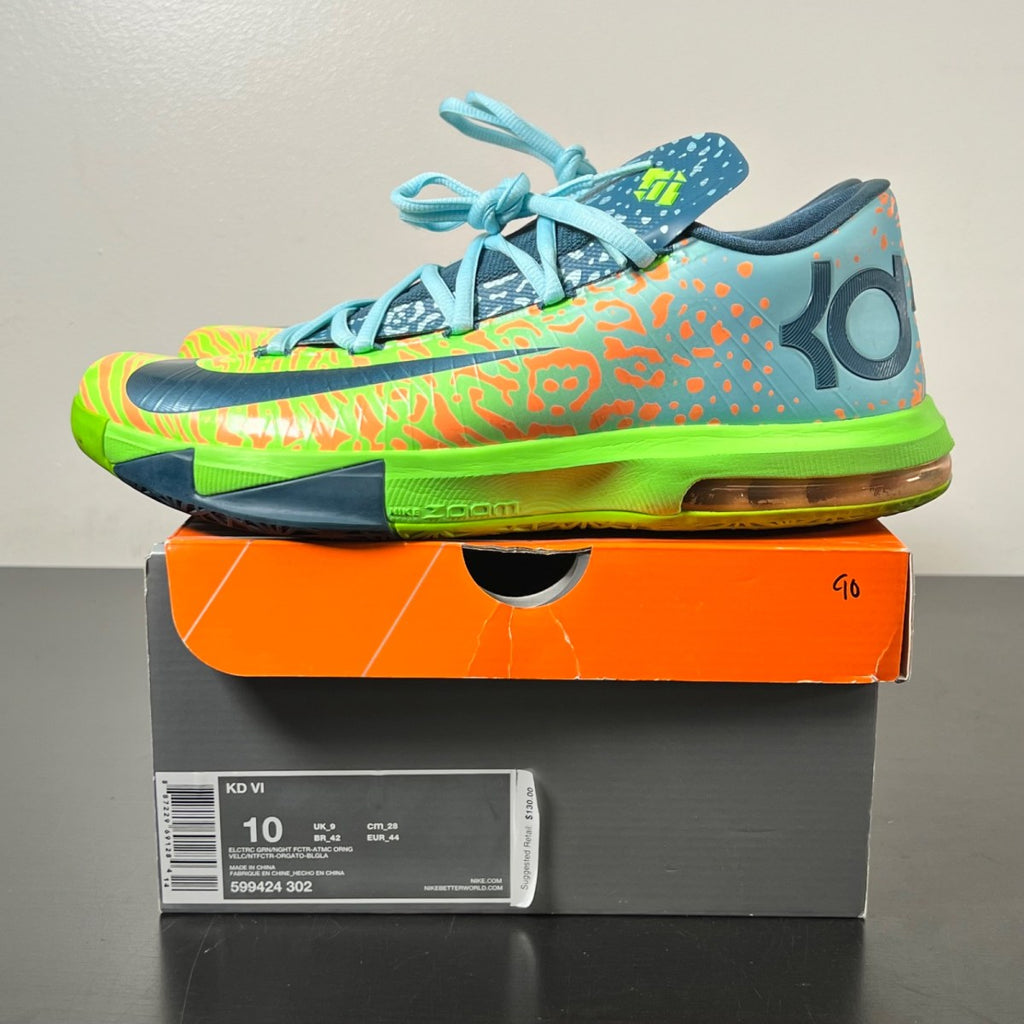 Nike KD 6 Liger 10 (Lightly Worn Pre-Owned)NikeElectric Green/Night Factor-Atomic Orange - Image 3
