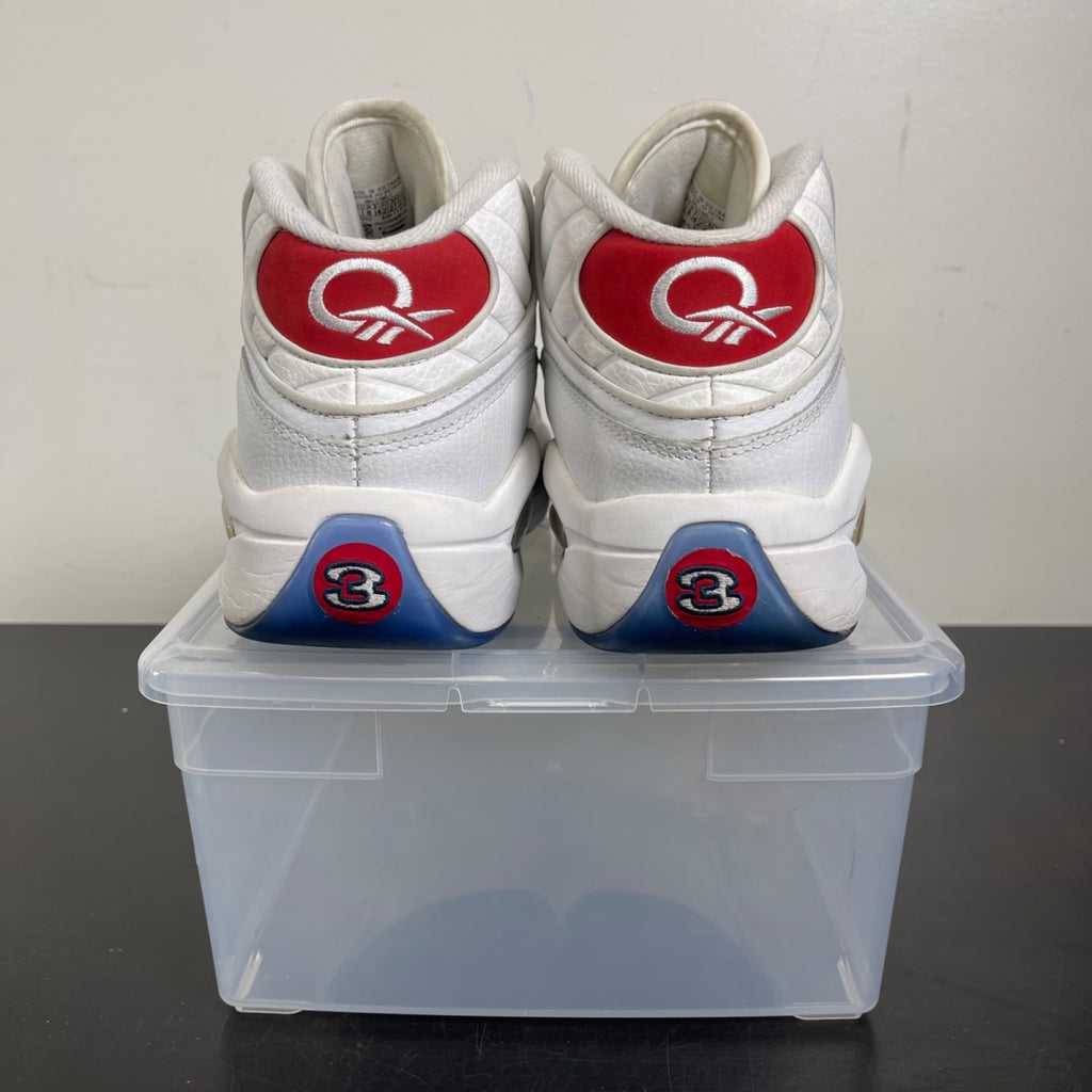 Reebok Question Mid Red Toe 25th Anniversary 9 (Moderately Worn Pre-Owned)ReebokWhite/White-Red - Image 4