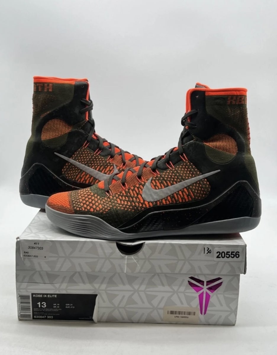 Nike Kobe 9 Elite Sequoia 13 (Lightly Worn Pre-Owned)NikeSequoia/Rough Green-Hyper Crimson-Reflect Silver - Image 1