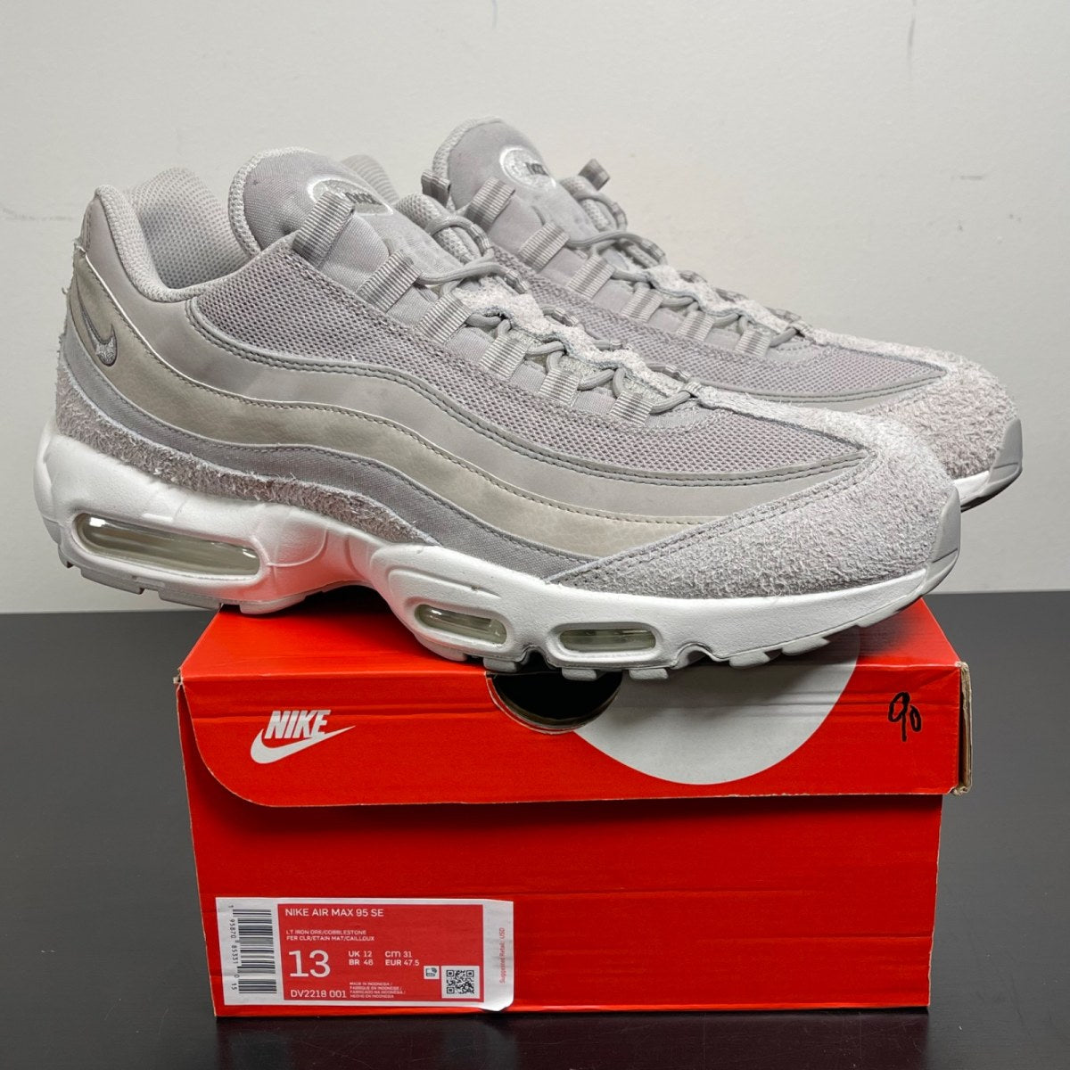 Nike Air Max 95 SE Cobblestone 13 (Moderately Worn Pre-Owned)NikeLight Iron Ore/Cobblestone-Flat Pewter-Sail - Image 1