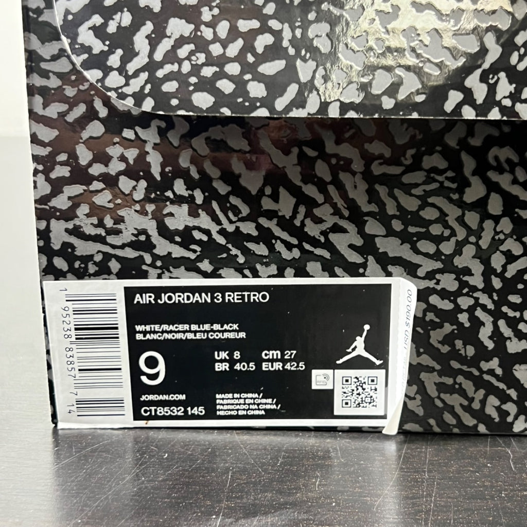 Jordan 3 Retro Racer Blue (Size 9) Lightly Worn - Image 6