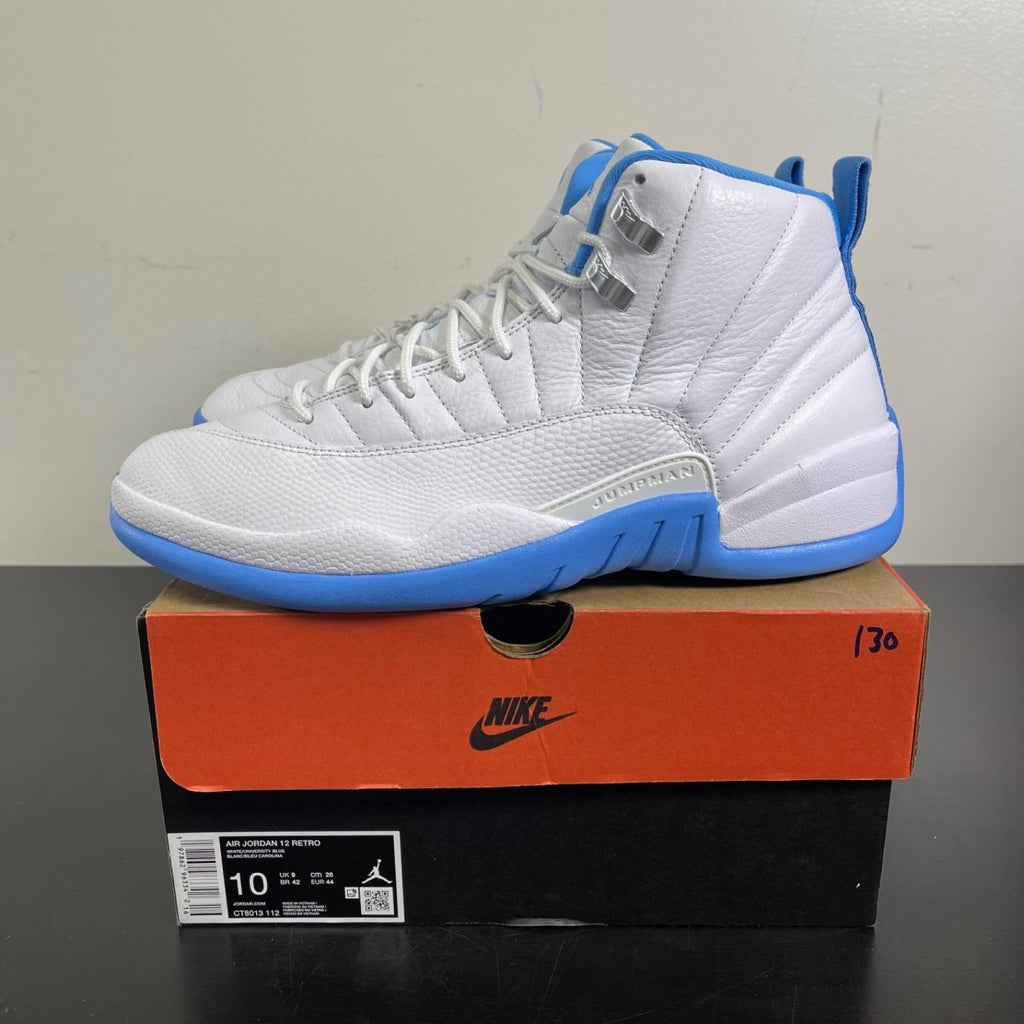 Jordan 12 Retro Melo (2025) 10 (Moderately Worn Pre-Owned)JordanWhite/University Blue/Metallic Silver - Image 3