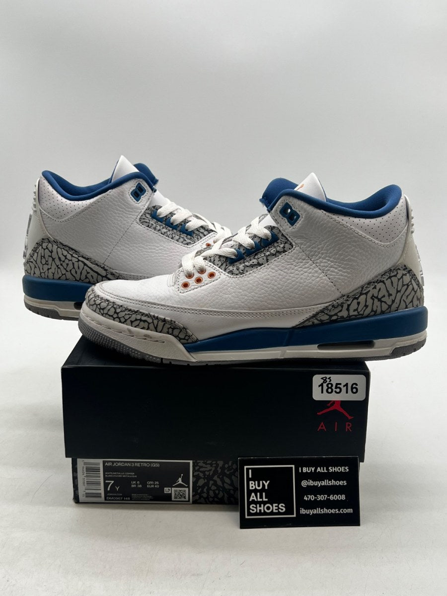 Jordan 3 Retro Wizards (GS) 7Y (Moderately Worn Pre-Owned) - Image 1
