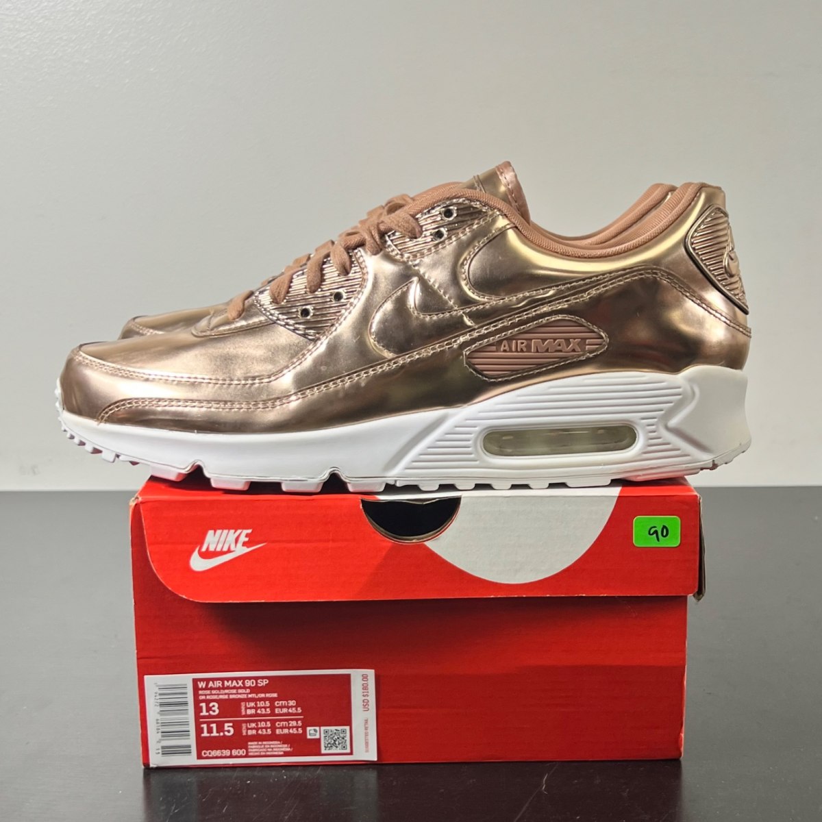 Nike Air Max 90 Metallic Rose Gold (2020) (Women's) (Size 13W) - Image 3