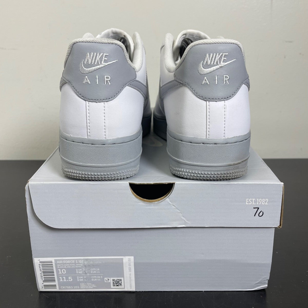 Nike Air Force 1 Low 07 White Royal 10 (Moderately Worn Pre-Owned)NikeWhite/Royal Blue - Image 4