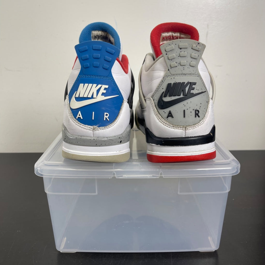 Jordan 4 Retro What The 10 (Moderately Worn Pre-Owned)JordanWhite/Military Blue-Fire Red-Black-Cement Grey - Image 4
