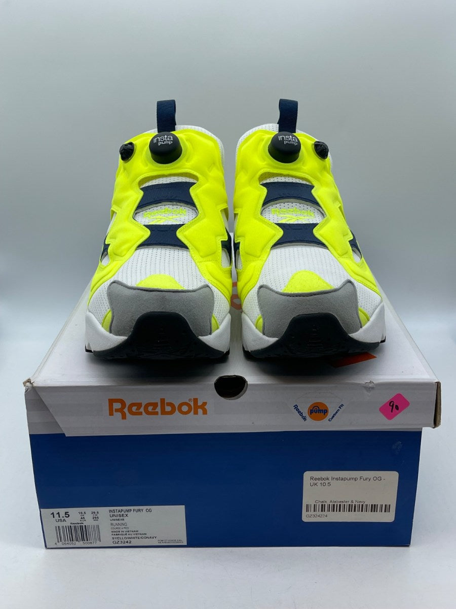 Reebok Instapump Fury OG Solar Yellow 11.5 (Moderately Worn Pre-Owned)ReebokSolar Yellow/White/Collegiate Navy - Image 2