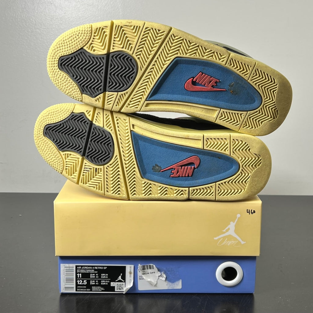 Jordan 4 Retro Union Off Noir 11 (Lightly Worn Pre-Owned)JordanOff-Noir/Brigade Blue-Dark Smoke Grey-Light Fusion Red - Image 7