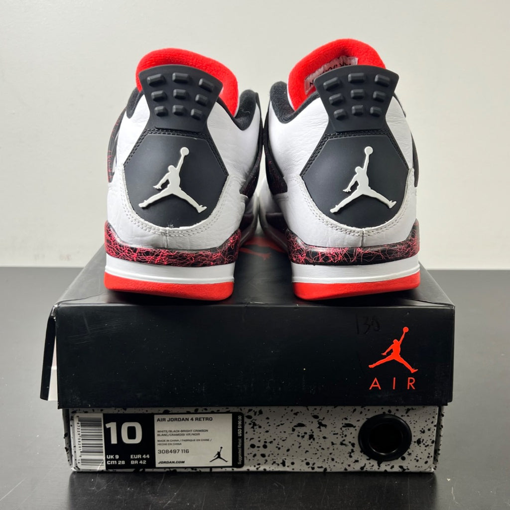 Jordan 4 Retro Flight Nostalgia 10 (Lightly Worn Pre-Owned)JordanWhite/Black-Bright Crimson-Pale Citron - Image 5