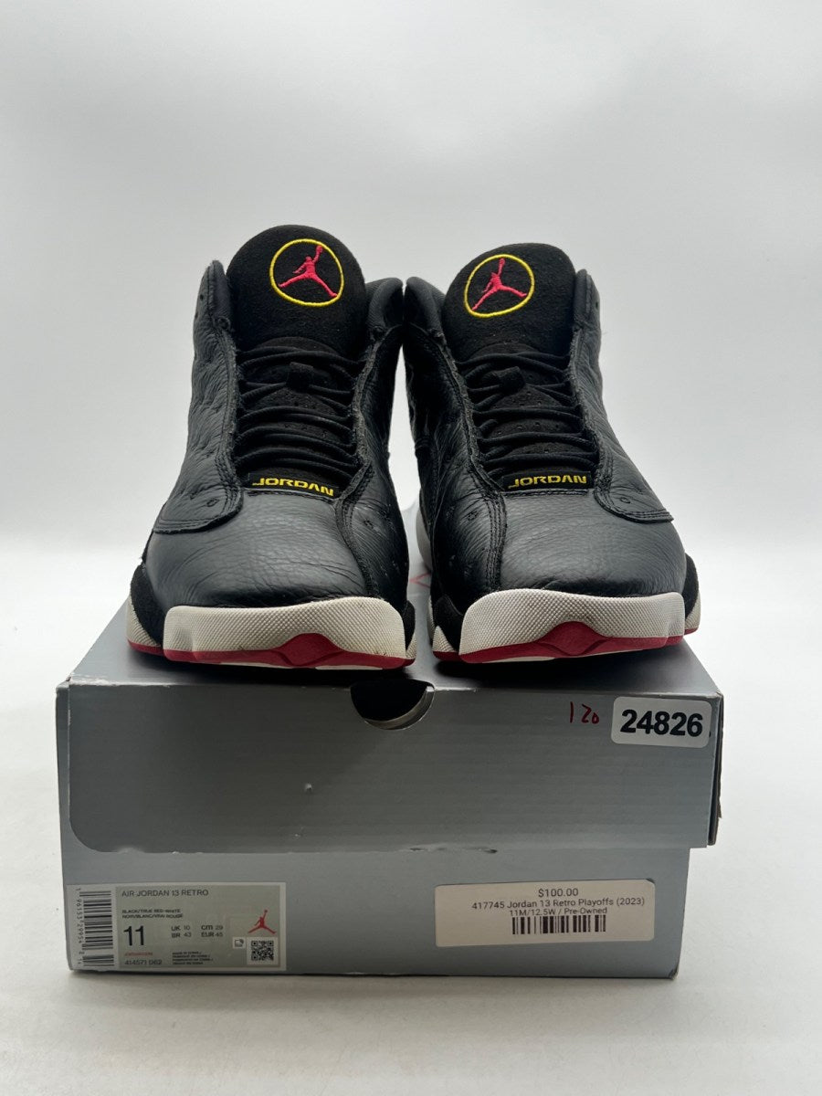 Jordan 13 Retro Playoffs (2023) 11 (Heavily Worn Pre-Owned)JordanBlack/Varsity Red-White-Vibrant Yellow - Image 2