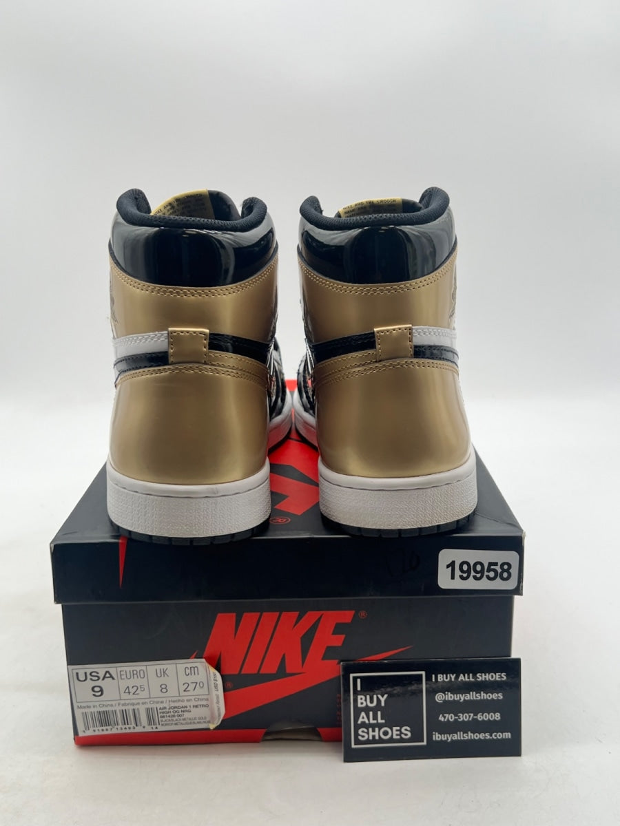Jordan 1 Retro High NRG Patent Gold Toe 9 (Lightly Worn Pre-Owned) - Image 3