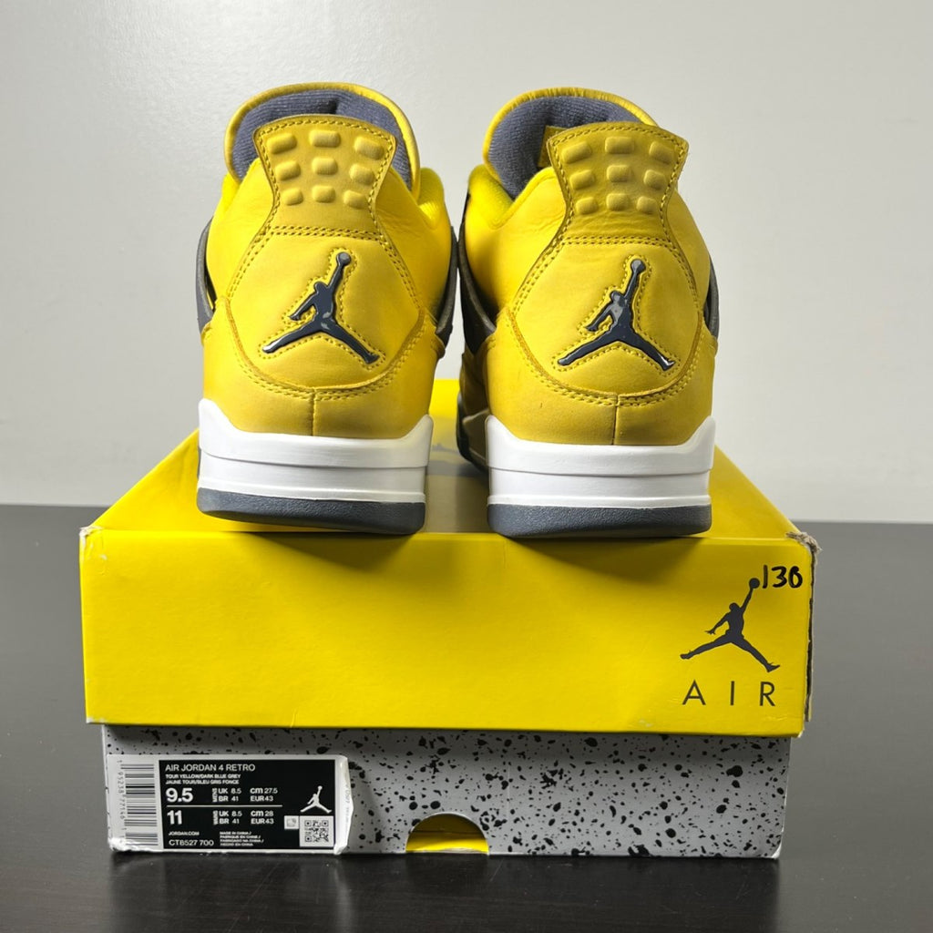 Jordan 4 Retro Lightning (2021) 9.5 (Moderately Worn Pre-Owned)JordanTour Yellow/White-Dark Blue Grey - Image 5