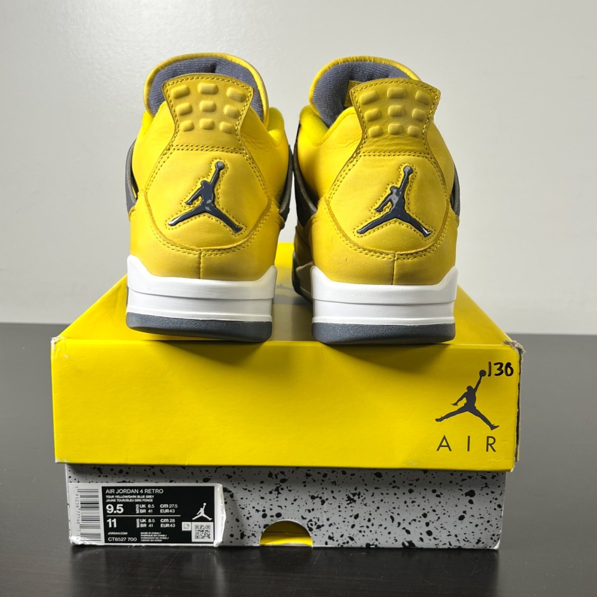 Jordan 4 Retro Lightning (2021) 9.5 (Moderately Worn Pre-Owned)JordanTour Yellow/White-Dark Blue Grey - Image 5