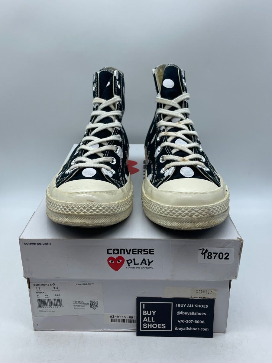 Converse Chuck Taylor All Star 70 Hi Comme des Garcons PLAY Polka Dot Black 11 (Moderately Worn Pre-Owned) - Image 2