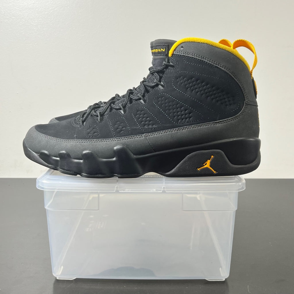 Jordan 9 Retro Dark Charcoal University Gold 10.5 (Moderately Worn Pre-Owned)JordanBlack/Dark Charcoal-University Gold - Image 3