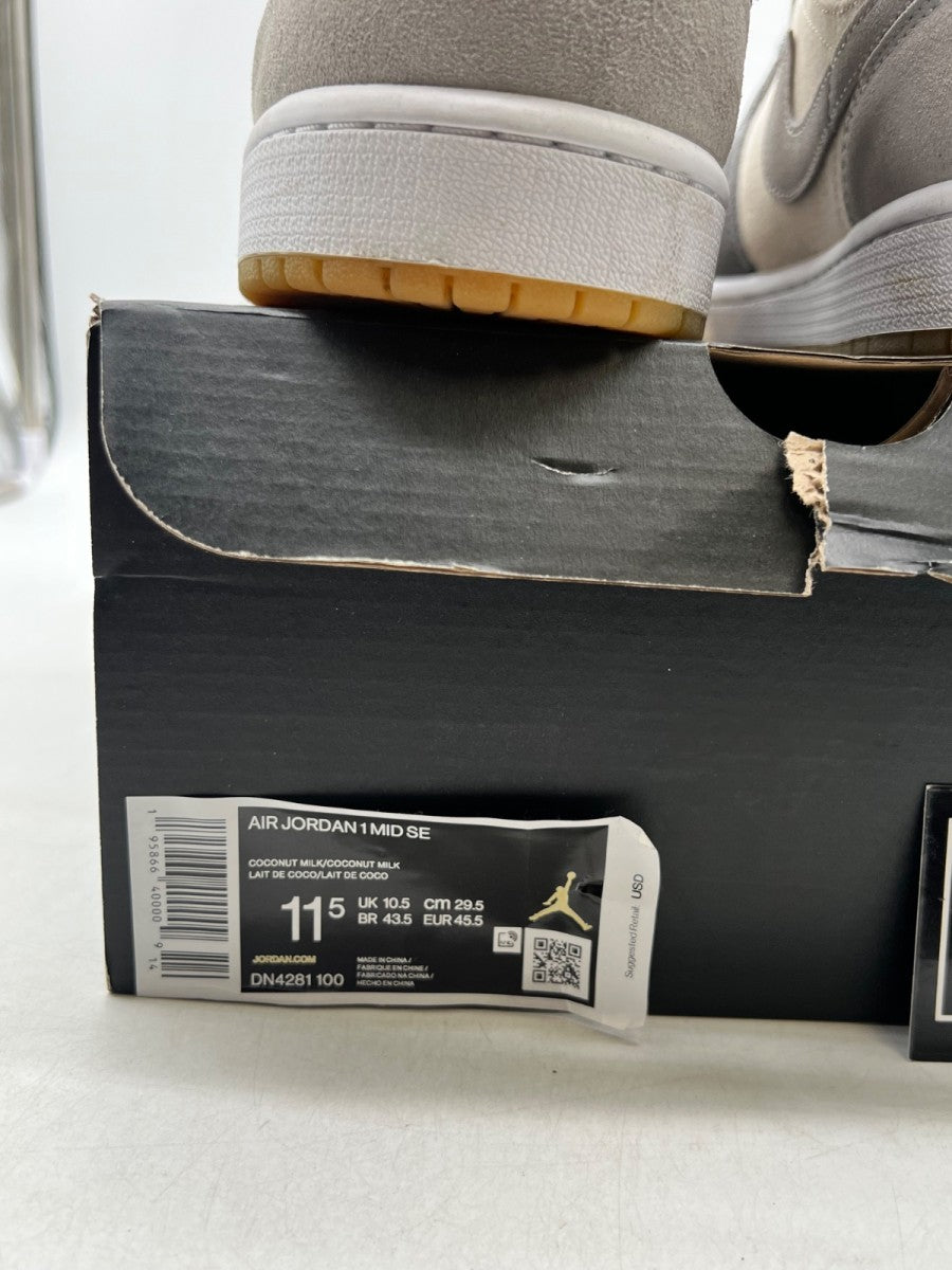Jordan 1 Mid SE Coconut Milk Particle Grey 11.5 (Lightly Worn Pre-Owned)