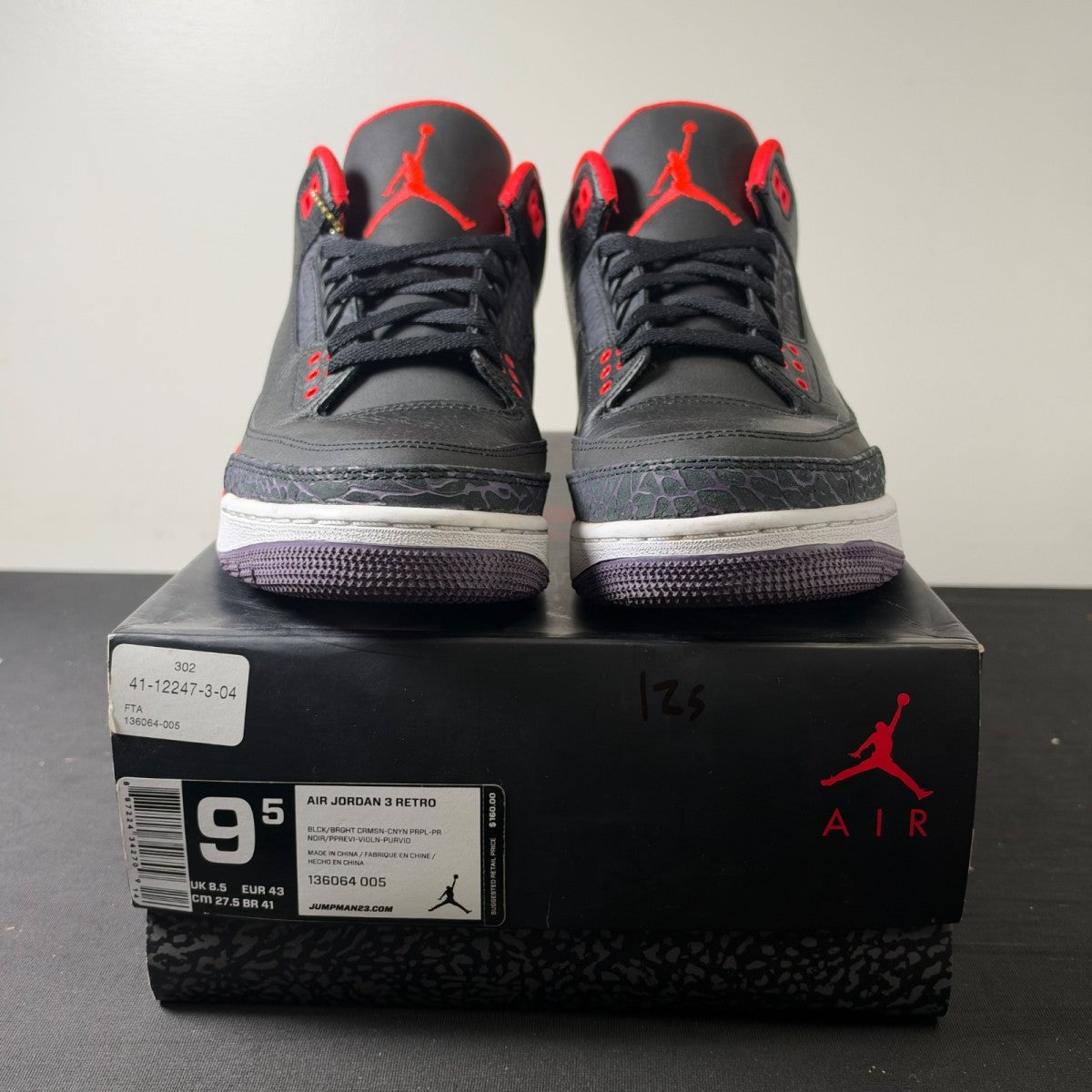 Jordan 3 Retro Crimson (Size 9.5) - Image 2