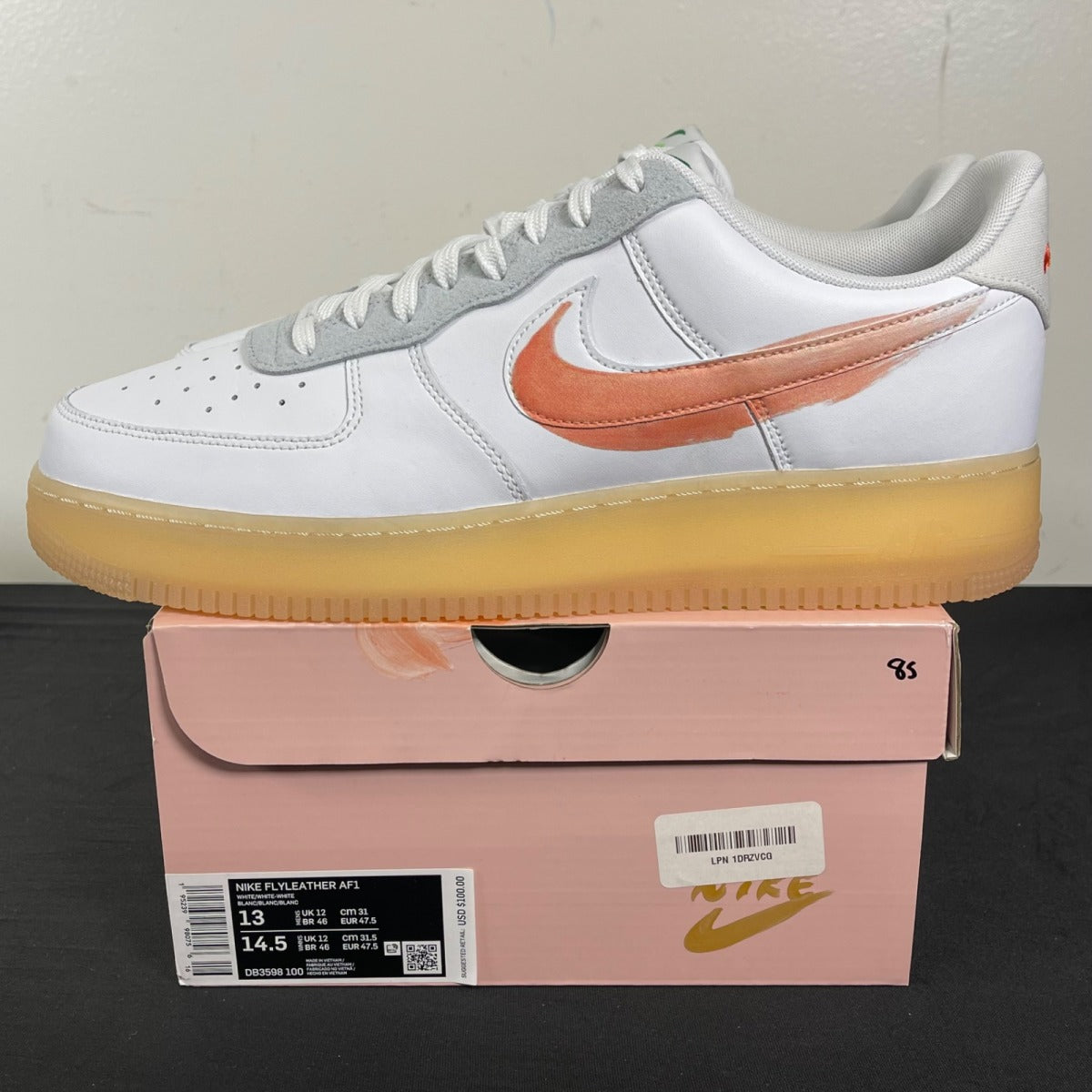 Nike Air Force 1 Flyleather Mayumi Yamase White 13 (Moderately Worn Pre-Owned)NikeWhite/White-White - Image 3