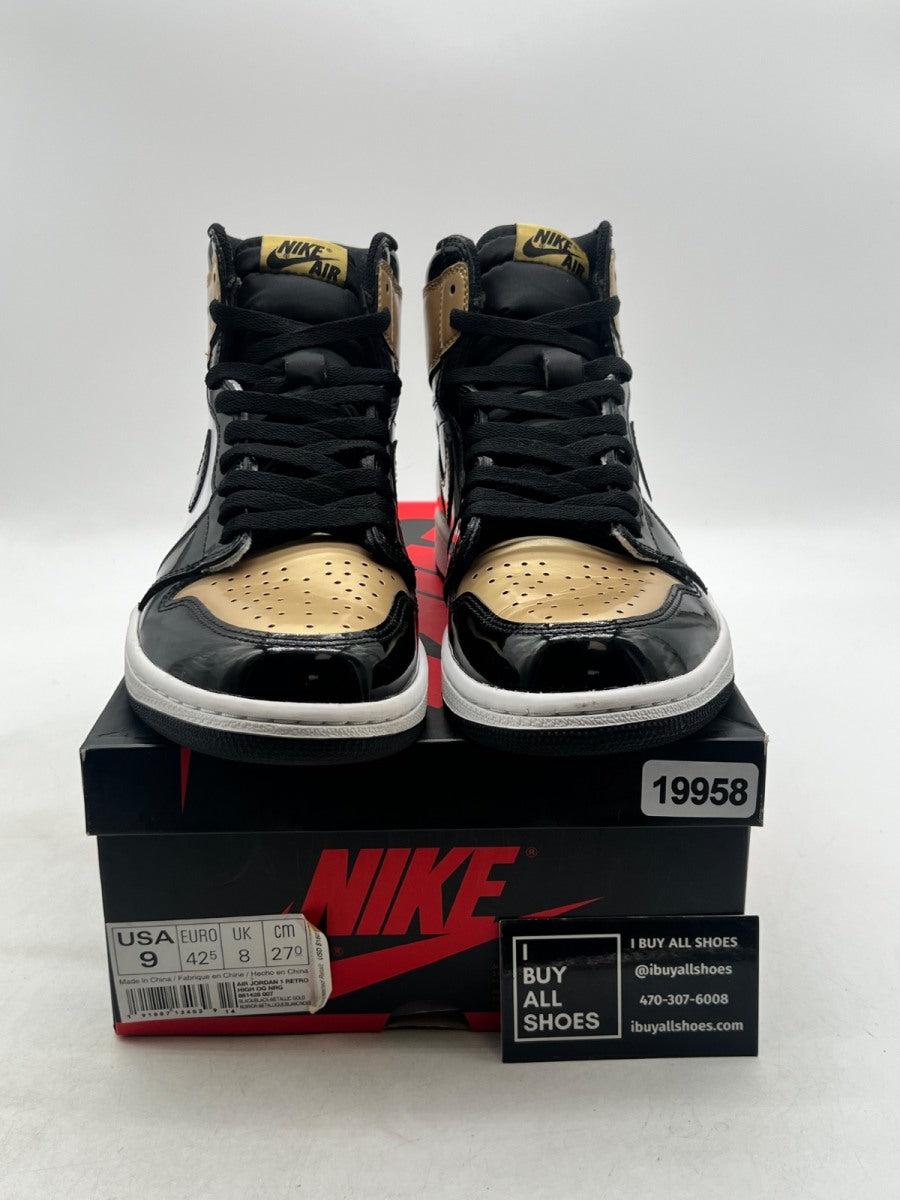Jordan 1 Retro High NRG Patent Gold Toe 9 (Lightly Worn Pre-Owned) - Image 2