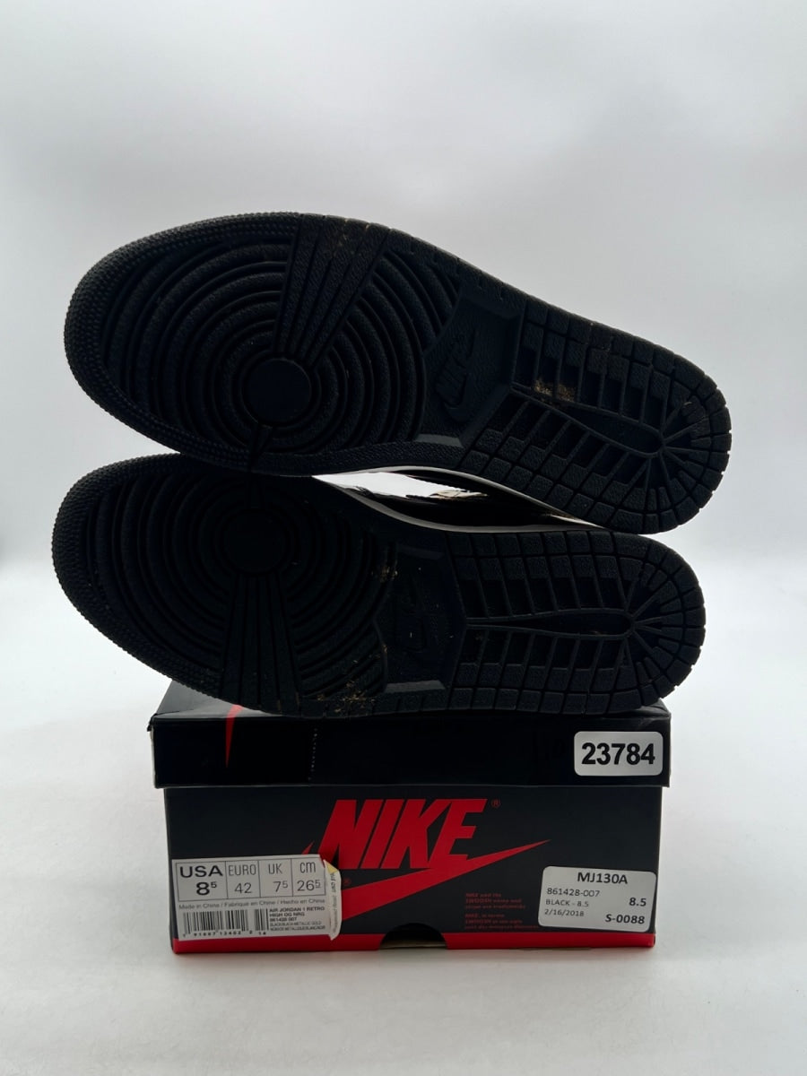 Jordan 1 Retro High NRG Patent Gold Toe 8.5 (Lightly Worn Pre-Owned)JordanBlack/Metallic Gold-Summit White - Image 8